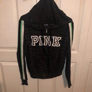 VICTORIA SECRET - PINK Sleeve Stripe Zip Up Hoodie
